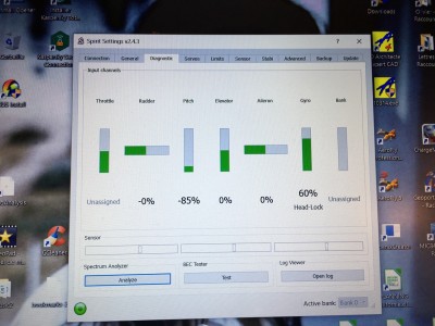 dignostic with pitch stick on 0%