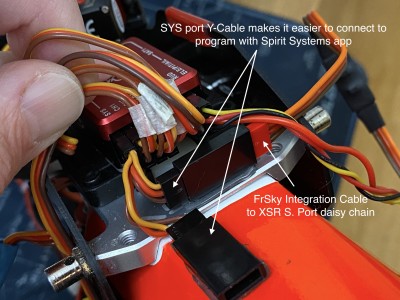 SYS port has Y-Cable for programming and FrSky Integration cable